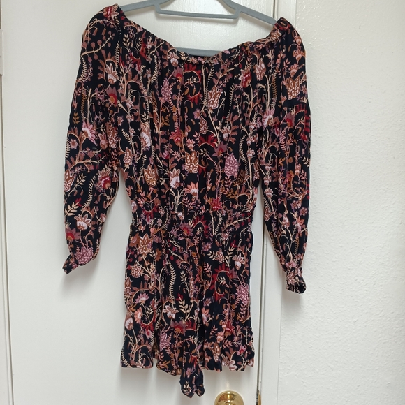 Free People Pretty and Free Black Floral Print Romper - Picture 3 of 6